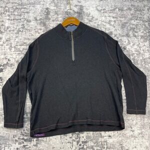 Robert Graham Men's 2XL Quarter Zip Pullover Grey Contrast Stitch Cotton Hipster
